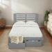 Full Size Platform Bed with Cut-out Headboard, Storage Bed with Two Drawers, Wooden Bed with Support Legs, Grey