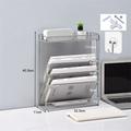 Angfeng Hanging Metal File Rack Storage Rack Five Layer Newspaper And Magazine Wall Rack Office Supplies Book Stand Rack Data Rack(Silver)2