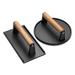 2PCS Burgers Press Heavy-Duty Cast Iron Smash Bacon Press Meat Steak with Wood Handle for Griddle Sandwich