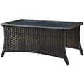 xrboomlife Patio Table Outdoor - Rattan Wicker Coffee Table with 2-Tier Rectangle for Outdoor Patio Porch Deck Balcony Garden(Mixed Grey/Wicker Top)