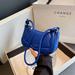 Angfeng Retro Solid Color Saddle Bag High Quality Leather Shoulder Bags for Women Y2K Simple Ladies Crossbody Bag Designer Hobos Handbag(blue)