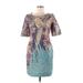 Matthew Williamson Casual Dress - Sheath Scoop Neck Short sleeves: Teal Dresses - Women's Size 10