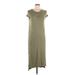 Jessica Simpson Casual Dress - Midi Scoop Neck Short sleeves: Green Solid Dresses - Women's Size Large