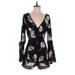 Band of Gypsies Romper Plunge Long sleeves: Black Print Rompers - Women's Size X-Small