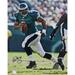 Donovan McNabb Philadelphia Eagles Autographed 16" x 20" Vertical Green Jersey Scrambling Photograph