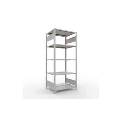 PROREGAL Büro-Fachbodenregal MULTIplus150 Stecksystem mit Mittelanschlag | Grundregal | Fachlast 150kg | 180x75x60cm | Beidseitig nutzbar | Lichtgrau Image