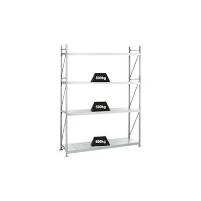 PROREGAL Weitspannregal mit Stahlpaneelen WS 3000 | Grundregal | HxBxT 250x250x60cm | 4 Ebenen | Fachlast 500kg | Verzinkt Image