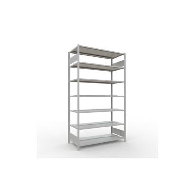 PROREGAL Büro-Fachbodenregal MULTIplus150 Stecksystem mit Mittelanschlag | Grundregal | Fachlast 150kg | 230x130x60cm | Beidseitig nutzbar | Lichtgrau Image