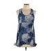 Adidas Active Tank Top: Blue Floral Activewear - Women's Size Large