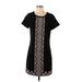 Skies Are Blue Casual Dress - Shift Crew Neck Short sleeves: Black Print Dresses - Women's Size Small