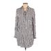 WAYF Casual Dress - Mini Collared Long sleeves: White Stripes Dresses - Women's Size Medium