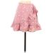 Pink Lily Casual Skirt: Pink Floral Motif Bottoms - Women's Size X-Small