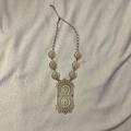 Anthropologie Jewelry | Anthropologie Statement Necklace Ombr Off White Rust With Gold Chain | Color: Cream/Red | Size: Os