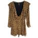 Free People Dresses | Free People Womens Brown Animal Print Frenchie Mini Wrap Dress Ruffled Size L | Color: Brown/Tan | Size: L