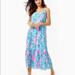 Lilly Pulitzer Dresses | Lilly Pulitzer Winni Pelican Pink Pineapple Print Beat The Heat Midi Dress Large | Color: Blue/Pink | Size: L