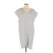 Mo V-Neck Short sleeves:Vint Casual Dress - Shift V-Neck Short sleeves: White Stripes Dresses - Women's Size Small