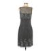 Teri Jon by Rickie Freeman Cocktail Dress - Sheath: Gray Brocade Dresses - Women's Size 4