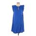 Ann Taylor LOFT Casual Dress - Mini High Neck Sleeveless: Blue Print Dresses - Women's Size X-Small