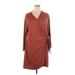 Socialite Casual Dress - Shift V-Neck 3/4 sleeves: Brown Solid Dresses - Women's Size 4X