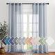 PONY DANCE Linen Look Curtain, Semi-Transparent Eyelet Curtain, Set of 2 Curtains for Living Room, Decorative Curtains, Balcony Door Curtain with Eyelets, H 245 x W 140 cm, Distressed Blue