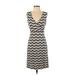 Ann Taylor LOFT Casual Dress - Sheath V Neck Sleeveless: Tan Chevron/Herringbone Dresses - Women's Size 4