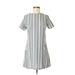 Paper Crane Casual Dress - Shift High Neck Short sleeves: Blue Print Dresses - Women's Size Large