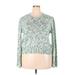 LC Lauren Conrad Pullover Sweater: Green Print Tops - Women's Size 2X-Large