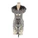 Nicole Miller Artelier Cocktail Dress - Bodycon: Gray Floral Motif Dresses - Women's Size 6