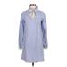 Sail to Sable Casual Dress - Shift High Neck Long sleeves: Blue Dresses - Women's Size X-Small