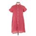 Mo High Neck Short sleeves:Vint Casual Dress - Mini High Neck Short sleeves: Red Print Dresses - Women's Size X-Small