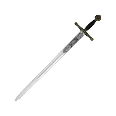 Gladius Bronze Excalibur Sword 44.5in Overall 34.5in Stainless Blade Black Leather Wrapped Handle 201