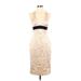 Bebe Casual Dress - Midi Plunge Sleeveless: Ivory Print Dresses - Women's Size X-Small