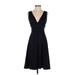 Susana Monaco Casual Dress - A-Line Plunge Sleeveless: Black Print Dresses - Women's Size Small