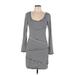 Max Studio Casual Dress - Bodycon Scoop Neck 3/4 sleeves: Black Print Dresses - Women's Size Large