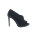 Nina Heels: Slip-on Stiletto Cocktail Party Black Shoes - Women's Size 6 1/2 - Peep Toe