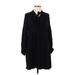 Zara Casual Dress - Shift Tie Neck Long sleeves: Black Solid Dresses - Women's Size Small