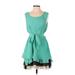 MM Couture Casual Dress - DropWaist: Green Solid Dresses - Women's Size Small