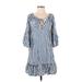 Trafaluc by Zara Casual Dress - Shift: Blue Print Dresses - Women's Size Small