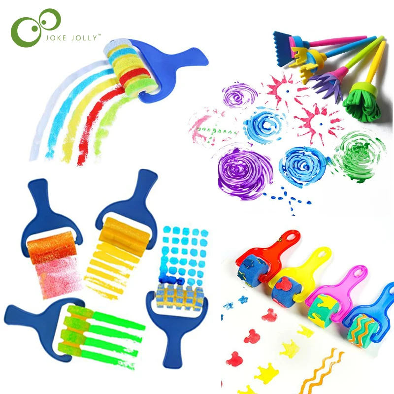 4 pièces rotation peinture bricolage dessin fleur éponge pinceaux enfants EVA Art et artisanat pinceaux outil de peinture enfants jouets éducatifs ZXH