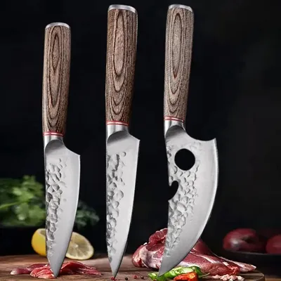 Couteau à désosser forgé à la main avec manche en bois opaque couteau de boucher tranchage de