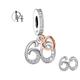 Pandora Fitting 60th Years Birthday Charm Mum Grandmother 925 Silver Rose Gold Heart Anniversary