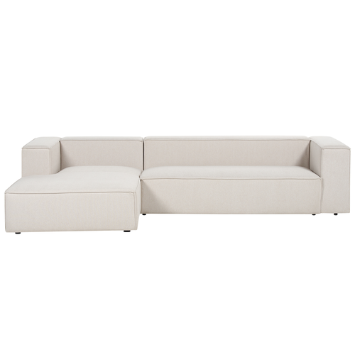 Ecksofa Beige Stoff L-förmig 3-Sitzer Sofa mit Chaiselongue Rechtsseitig Wohnzimmermöbel Modern Wohnzimmer Ausstattung Wohnecke Sitzecke