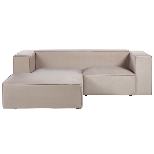 Ecksofa Taupe Samt L-förmig 2-Sitzer Sofa mit Chaiselongue Rechtsseitig Wohnzimmermöbel Modern Wohnzimmer Ausstattung Wohnecke Sitzecke