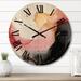 Designart "Wild Promises Abstract Gold Wave Pink And Black I" Abstract Painting Oversized Wood Wall Clock