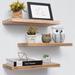 Millwood Pines Aubrette 3 Piece Solid Wood Wall Mounted Shelves Floating Shelf Wood in Black | 1 H x 17 W x 6.7 D in | Wayfair