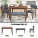 Modern Rubber Wood 5-Piece Dining Set with 2 Benches and Cushion Dining Chairs & Rectangular Dining Table, for Dining Room