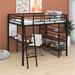 Mason & Marbles Adoncia Full Size Loft Metal Bed w/ 3 Layers of Shelves & Desk, Stylish Metal Frame Bed w/ board Metal in White | Wayfair