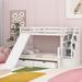 Harriet Bee Jahnvi Twin Over Full Wooden Bunk Bed w/ Drawers & Slide in White | 61.8 H x 55.4 W x 96.8 D in | Wayfair