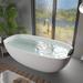 CASAINC 71" Resin Stone Solid Surface Soaking Stand Alone Bathtub Freestanding Bathtub in Matte White - 71 inch