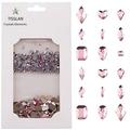 Tisslan 820pcs Pink Flatback Nail Art Shape Rhinestones Mixed Size 1.5-5mm Round Glass Nail Crystals Diamonds Stones Gems for Nail Art Makeup Clothes Shoes Crafts